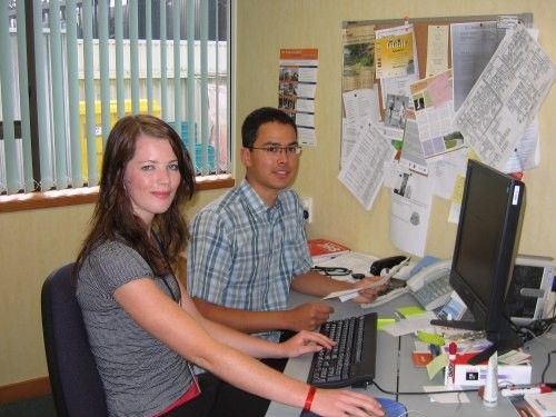 Abigail Parker (student from Massey University) with Andrew Williams (Council staff member)